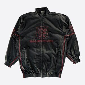 Balenciaga Black & Red Lion Club Embroidered Logo Track Jacket